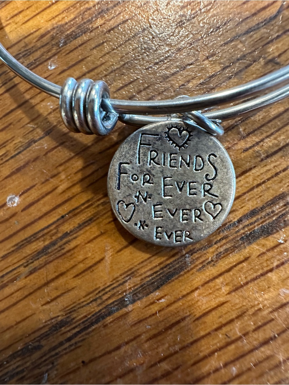Silver 'Friends For Ever n Ever' Round Charm Bracelet